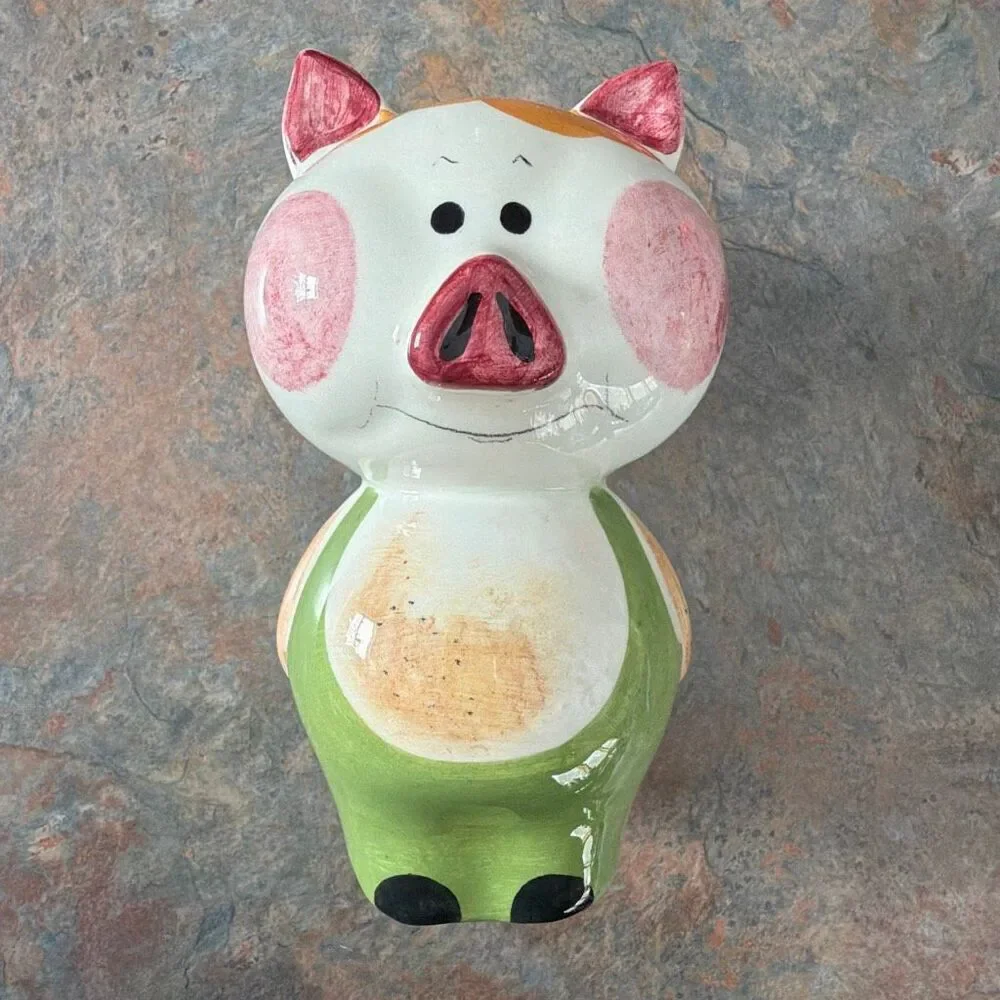 Quadrifoglio Hand Painted Piggy Bank Made in Japan Green clothing